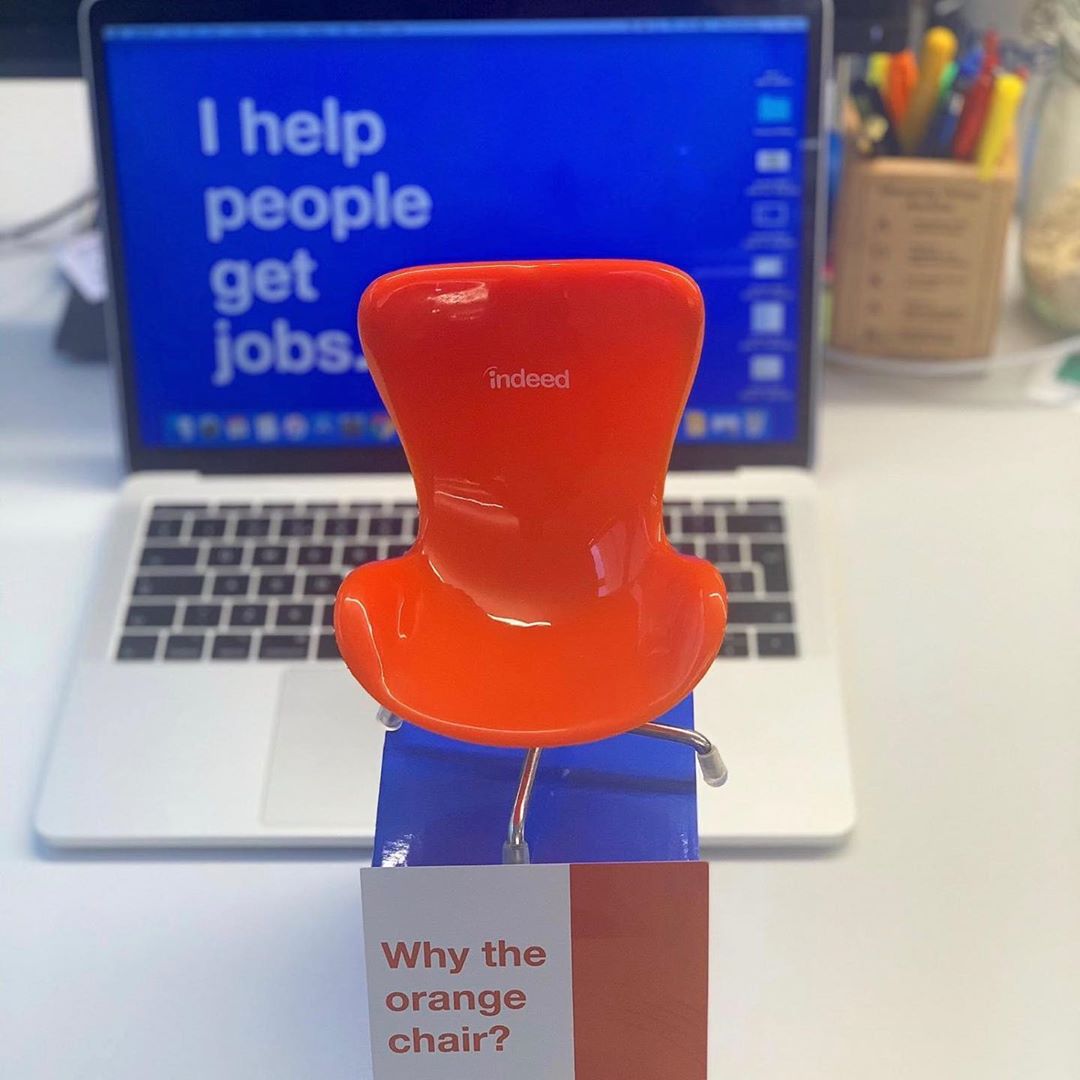 The orange chair, a symbol of the job seeker